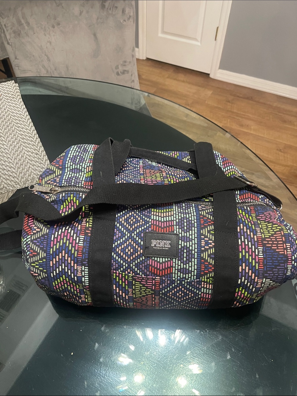 PINK Multicolor Patterned Duffel Bag + Backpack Set - Picture 5 of 8